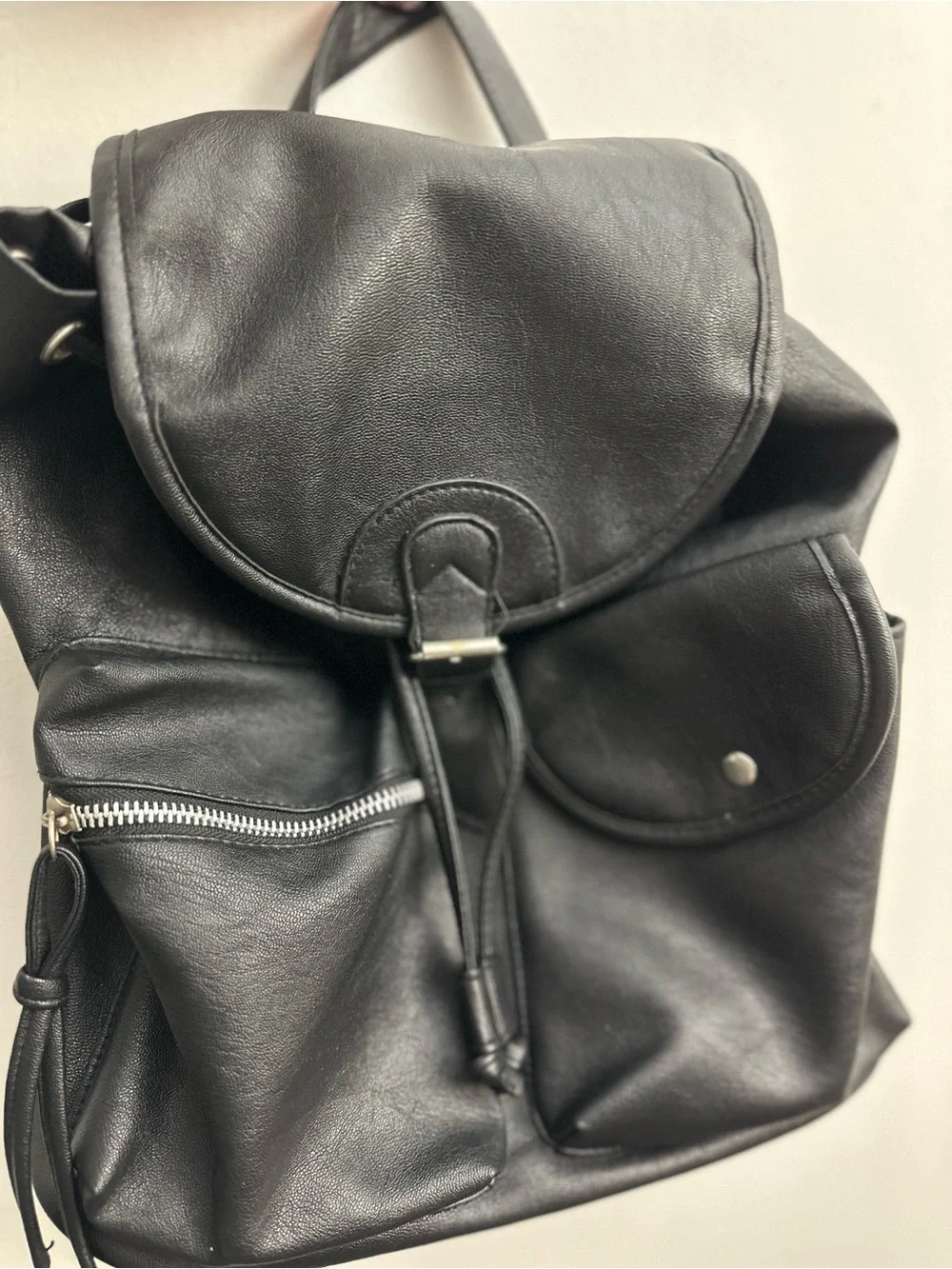 Material Girl Faux Leather Black Women's Backpack Purse - Sleek Everyday Bag